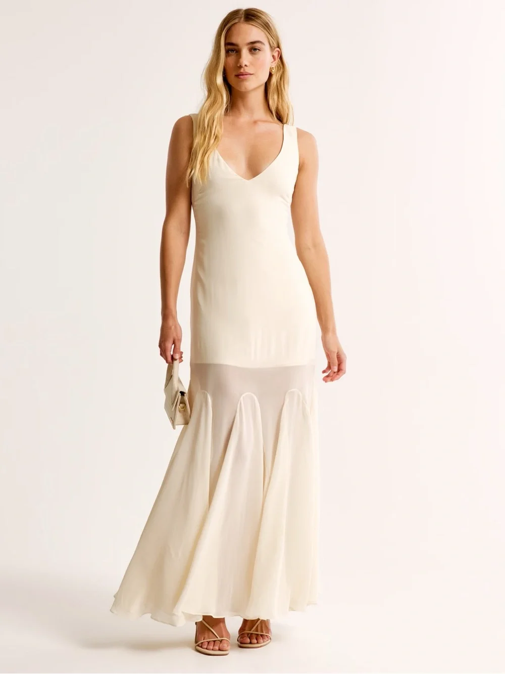 Abercrombie & Fitch Cream V-Neck Sleeveless Dress - Size small petite